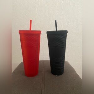 Starbucks Red and Black Textured Tumblers